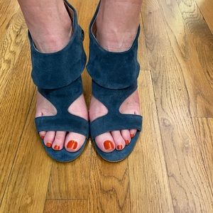 Minelli Blue Italian suede heels with cutouts